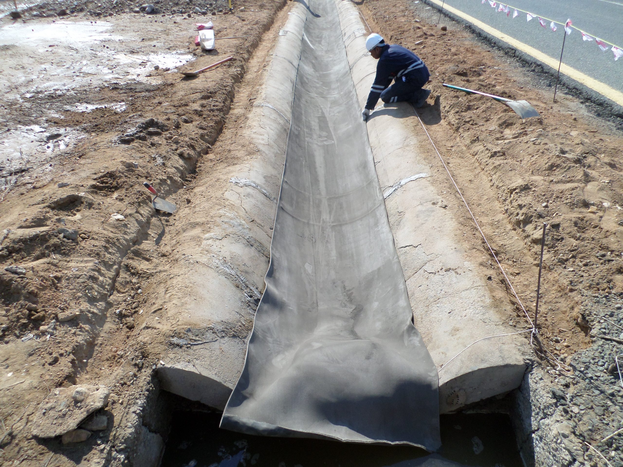 Concrete Canvas Channel Lining, Yanbu Refinery – FOQSCO – Freih Bin